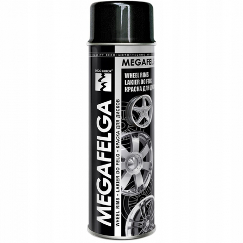 Vopsea spray pentru jante auto Megafelga (500ml luciu negru)