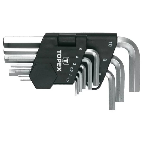 Ключи шестигранные 1.5-10мм набор 9шт короткие Topex