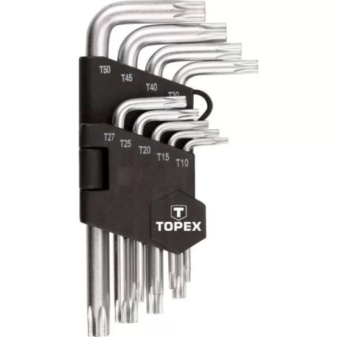 Ключи Torx T10-T50. набор 9 шт. короткие Topex